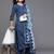 Women blue printed pure cotton kurta with palazzos & dupatta