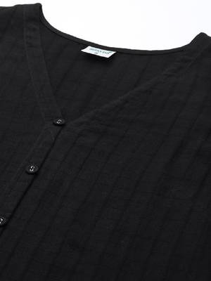 Women black ethnic motifs pure cotton kurta with palazzos & dupatta 3