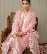 Ethnic motifs embroidered straight kurta with trousers & dupatta