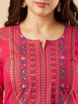 Ethnic motifs yoke design gotta patti kurta with trousers & dupatta 2