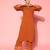 Rust flared sleeve organza detailed v neck textured kurta with palazzo