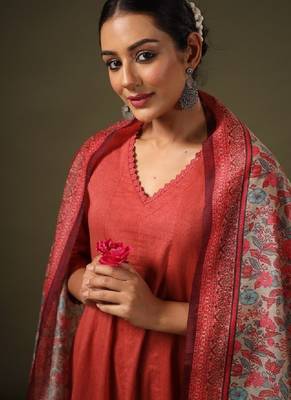 Anarkali pure cotton kurta with trousers & dupatta 1