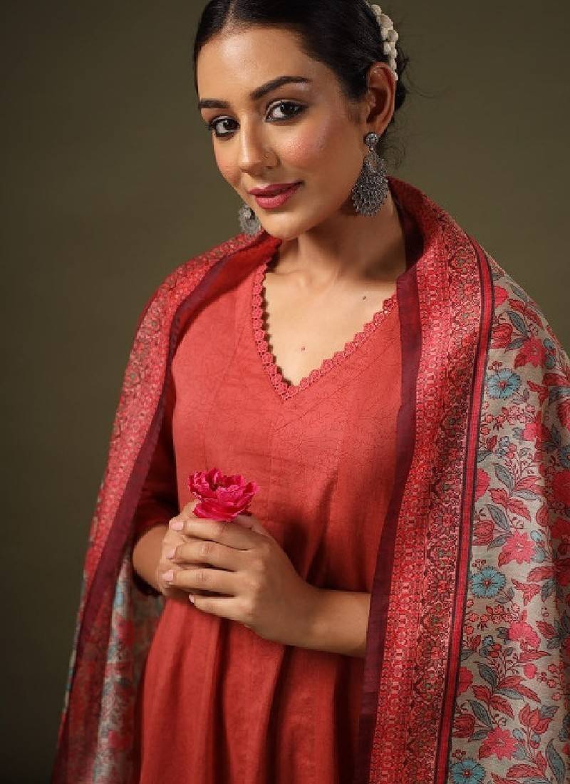 Anarkali pure cotton kurta with trousers & dupatta
