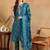 Ethnic motifs printed thread work straight kurta with trouser & dupatta