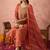 Ethnic motifs yoke design sequinned kurta with trousers & dupatta