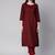 Striped round neck three-quarter sleeves thread work kurta with trousers