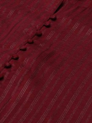 Striped round neck three-quarter sleeves thread work kurta with trousers 2