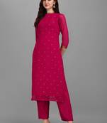 Floral embroidered sequinned kurta with trouser