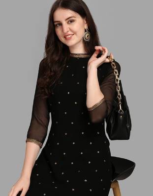 Sequin embellished straight kurta with trousers 2