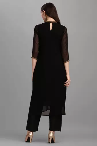 Sequin embellished straight kurta with trousers
