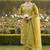 yellow embroidered glaze cotton unstitched dress material 