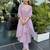 Women's lavender silk blend embellished kurta with pant and dupatta