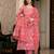 Floral printed mirror work straight kurta with trousers & dupatta