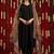 Black & orange geometric woven design cotton anarkali kurta with trousers & dupatta
