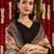 Black & orange geometric woven design cotton anarkali kurta with trousers & dupatta