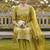yellow embroidered glaze cotton unstitched dress material 