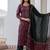 Floral printed notch neck straight kurta with trousers & dupatta