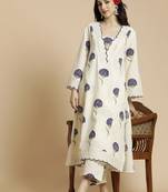 Floral printed bell sleeves schiffli work pure cotton a-line kurta with palazzos