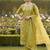 yellow embroidered glaze cotton unstitched dress material 