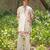 Off white pink embroidered cotton silk kurta jacket set