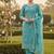 sea green embroidered glaze cotton unstitched dress material 