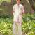 Off white pink embroidered cotton silk kurta jacket set