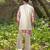 Off white pink embroidered cotton silk kurta jacket set