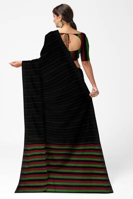 Classic black striped cotton blend saree 2