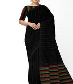 Classic black striped cotton blend saree