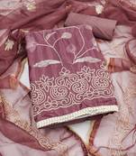 lavender embroidered glaze cotton unstitched dress material 