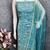 sea green embroidered glaze cotton unstitched dress material 