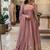 pink color embroidery sequin work silk blend gown set
