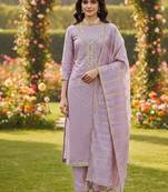 lavender weaved chanderi butti unstitched dress material 