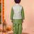 boys mehandi green silk blend  geometric floral woven kurta & dhoti set with waistcoat