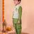 boys mehandi green silk blend  geometric floral woven kurta & dhoti set with waistcoat