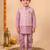 boys dusty pink silk blend  geometric floral woven kurta & dhoti set with waistcoat