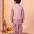 boys dusty pink silk blend  geometric floral woven kurta & dhoti set with waistcoat