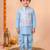 boys sky blue silk blend  geometric jacquard woven kurta & dhoti set with waistcoat