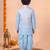 boys sky blue silk blend  geometric jacquard woven kurta & dhoti set with waistcoat