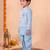 boys sky blue silk blend  geometric jacquard woven kurta & dhoti set with waistcoat