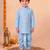 boys sky blue silk blend  geometric jacquard woven kurta & dhoti set with waistcoat