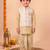 boys fawn silk blend  geometric jacquard woven kurta & dhoti set with waistcoat