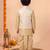 boys fawn silk blend  geometric jacquard woven kurta & dhoti set with waistcoat