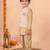 boys fawn silk blend  geometric jacquard woven kurta & dhoti set with waistcoat