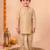 boys fawn silk blend  geometric jacquard woven kurta & dhoti set with waistcoat