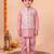 boys pink silk blend  geometric jacquard woven kurta & dhoti set with waistcoat