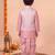 boys pink silk blend  geometric jacquard woven kurta & dhoti set with waistcoat