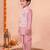 boys pink silk blend  geometric jacquard woven kurta & dhoti set with waistcoat
