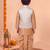 boys camel brown silk blend  geometric jacquard floral kurta & dhoti set with waistcoat