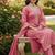 pink weaved chanderi butti unstitched dress material 